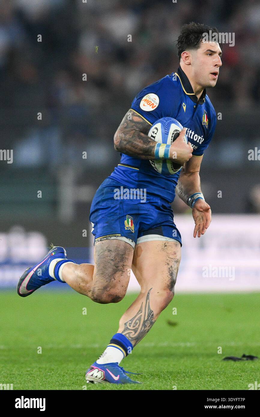 Olimpico Stadium, Rome, Italy - Tommaso Menoncello of Italy scored a ...