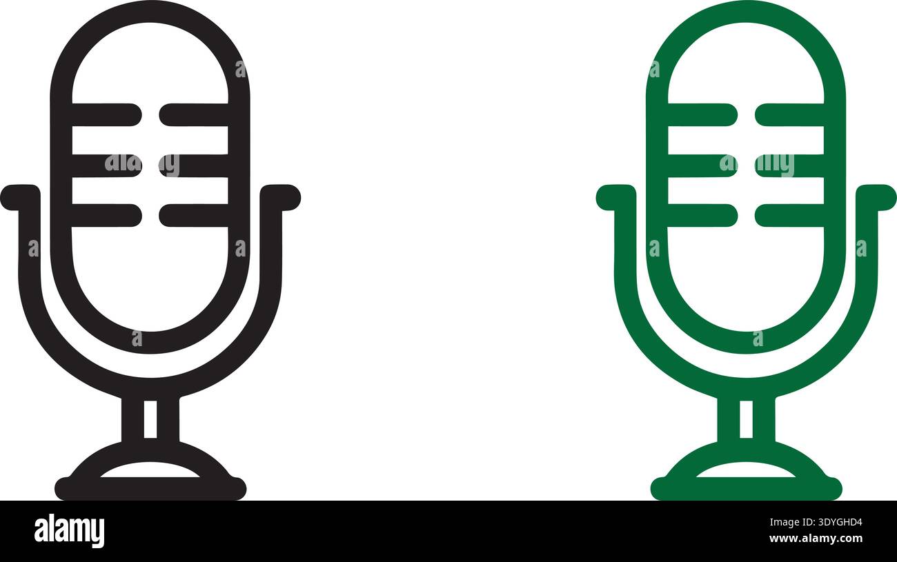 The image features two microphone icons placed side by side on a white ...