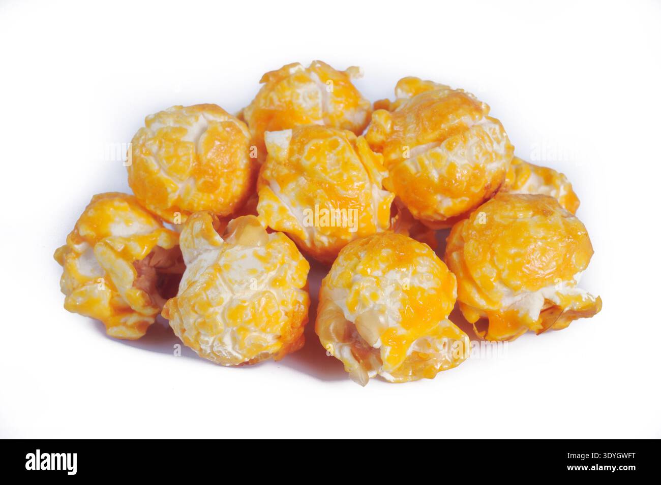 Cheese Popcorn on white background Stock Photo