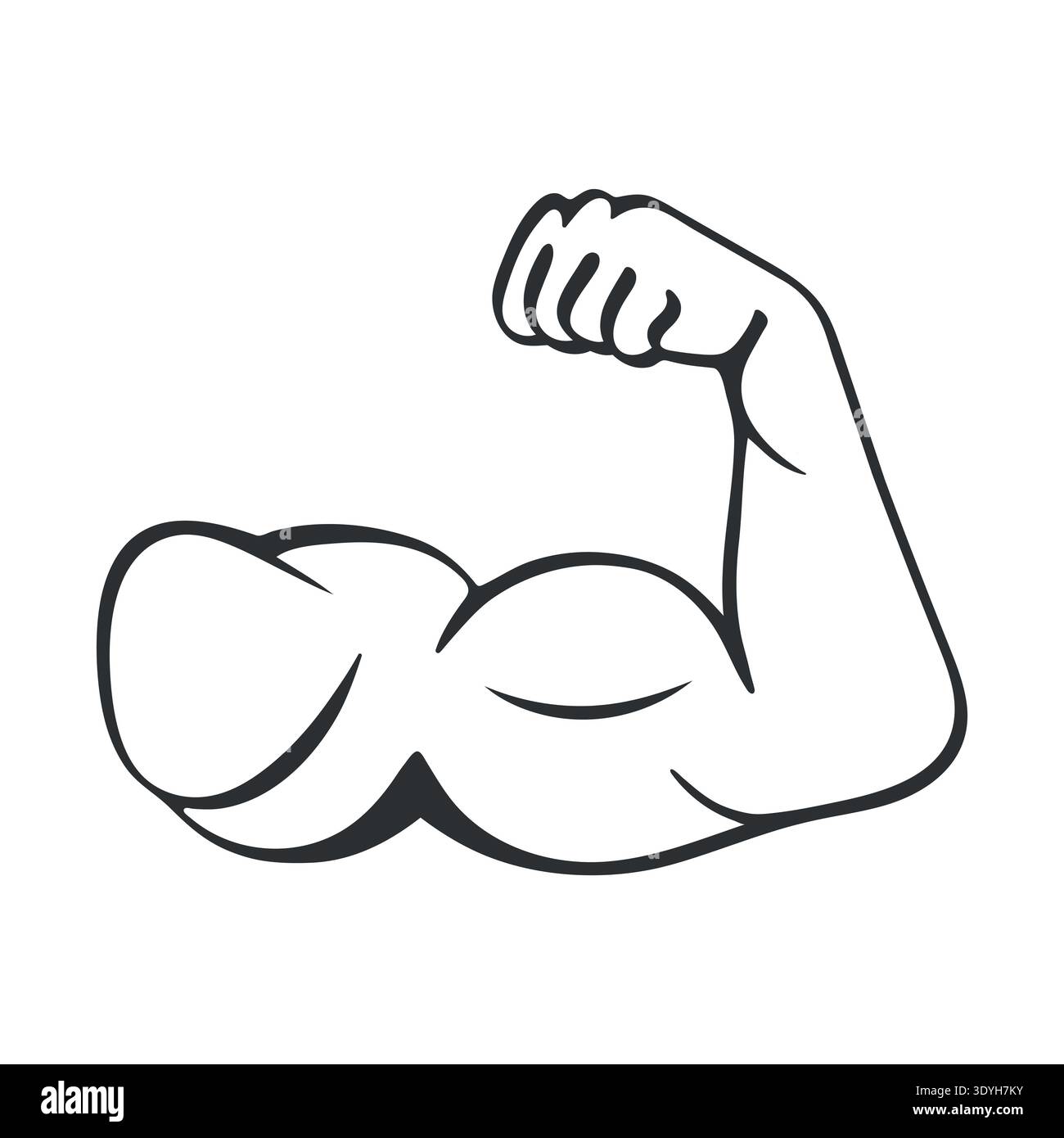 Minimal Strong-arm muscle flexing a bicep line art showing strength ...