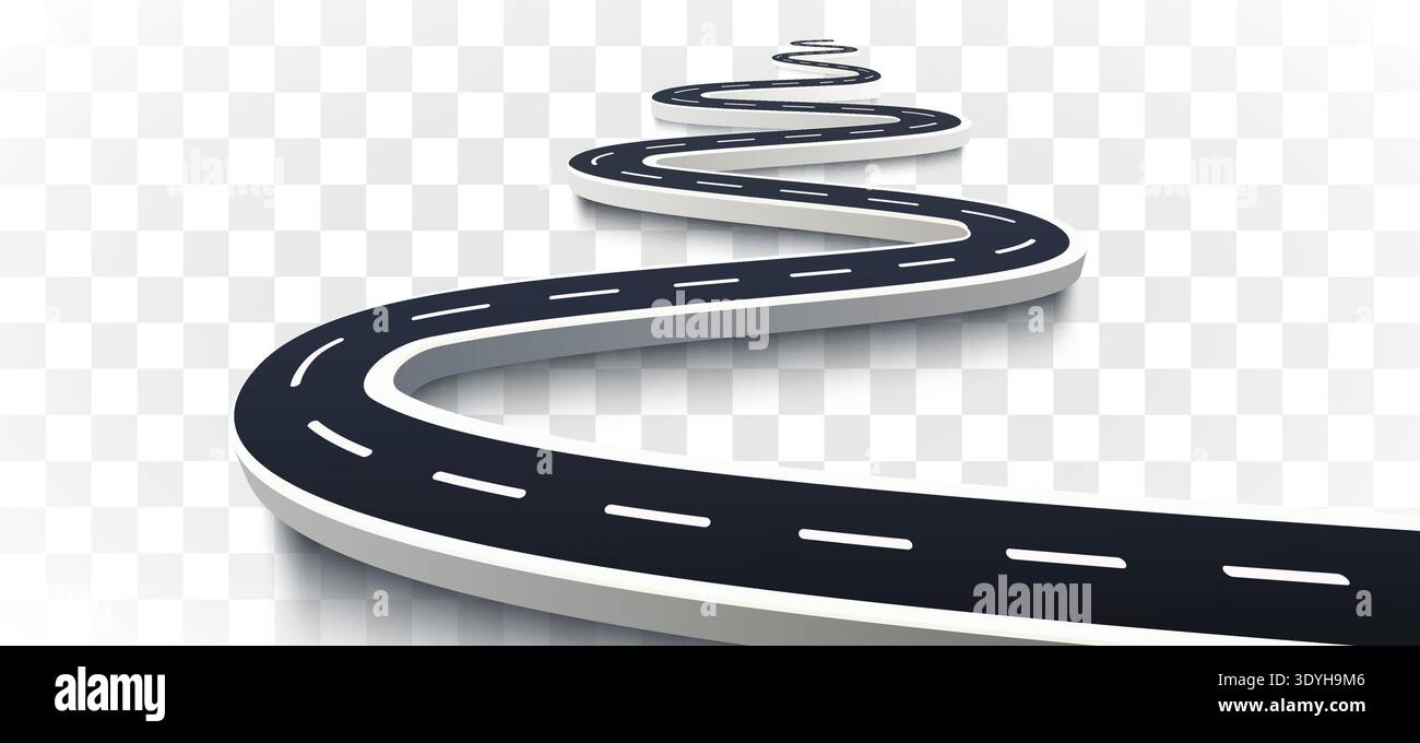 Curved 3D road with perspective, symbolizing journey and progress ...