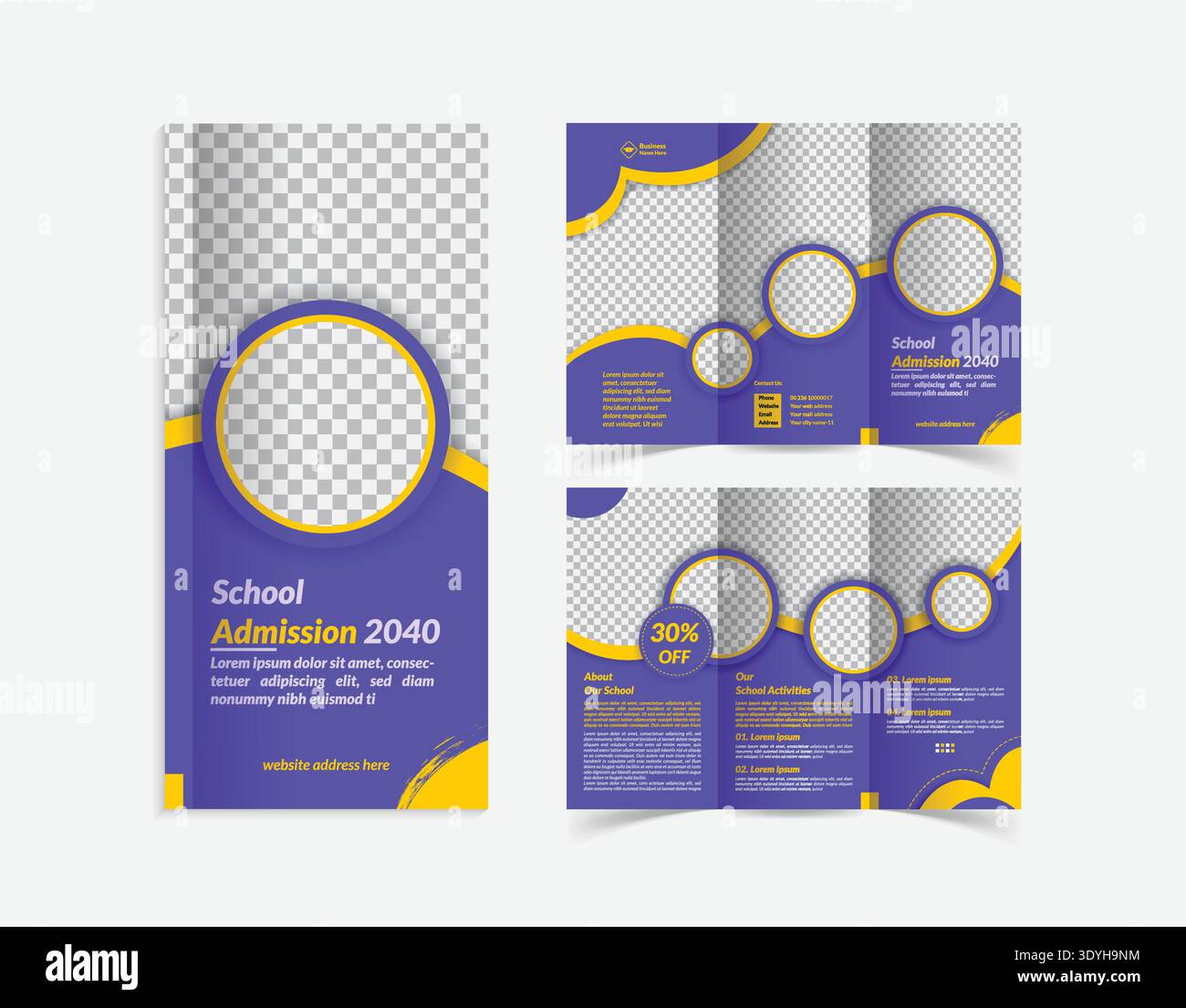 School Admission 2040 Tri-Fold Brochure Template Stock Vector