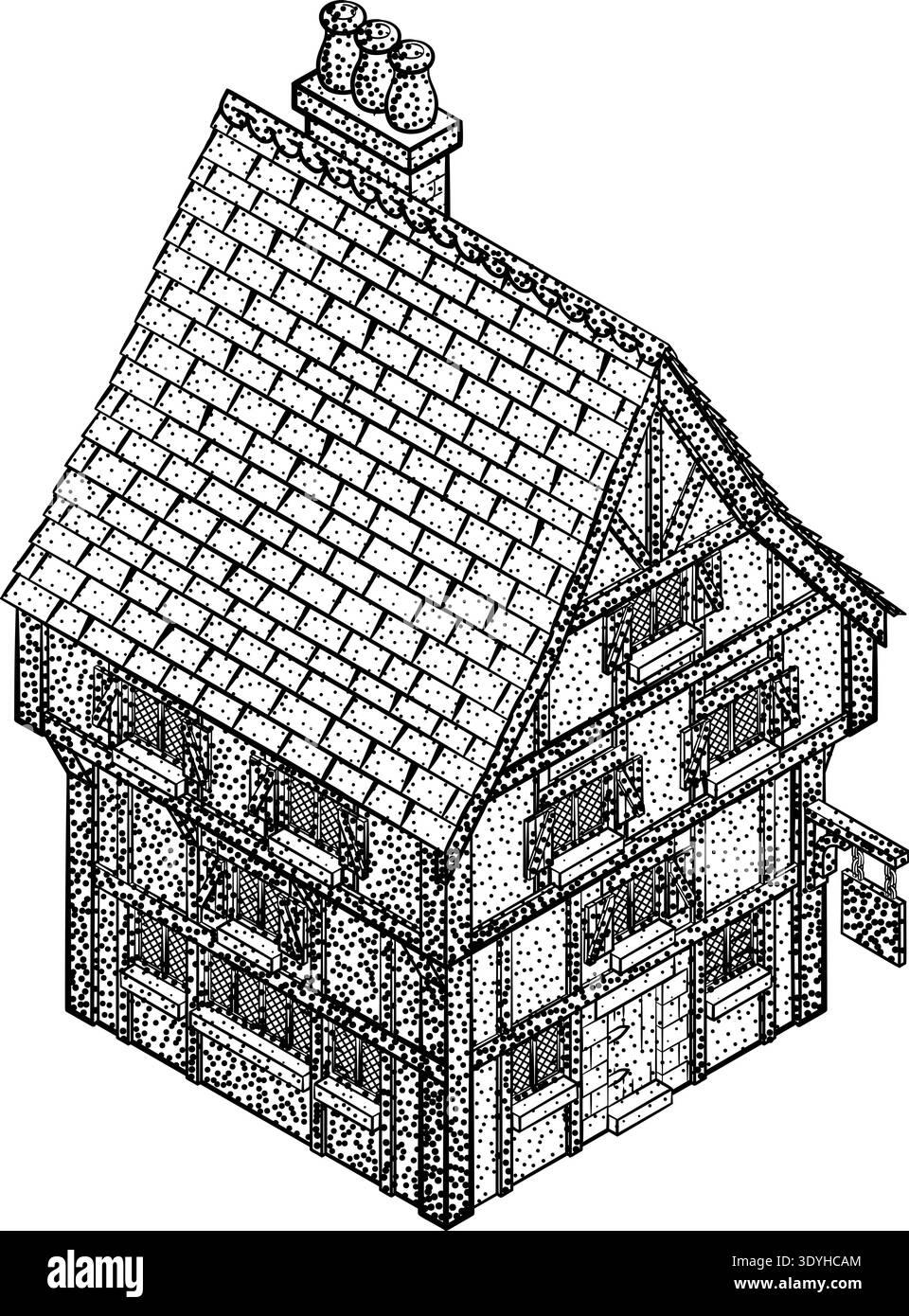 Old timbered buildings Stock Vector Images - Alamy