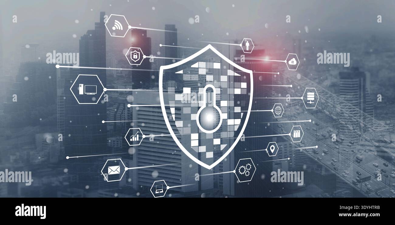 Advanced Network Security and Cyber Protection for Digital Cities. Stock Photo