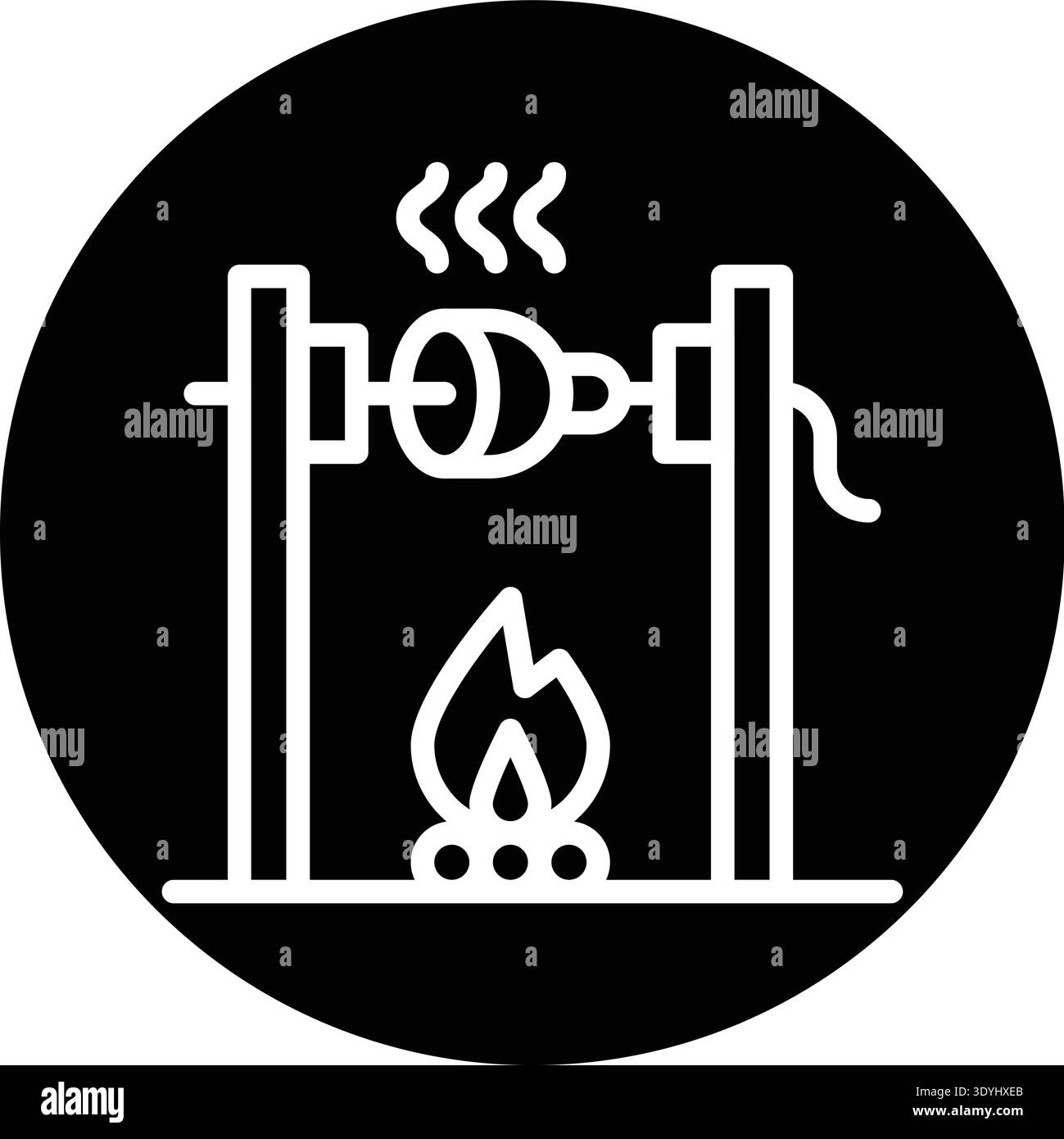 Medieval fire roasting Vector Icon Design Illustration Stock Vector