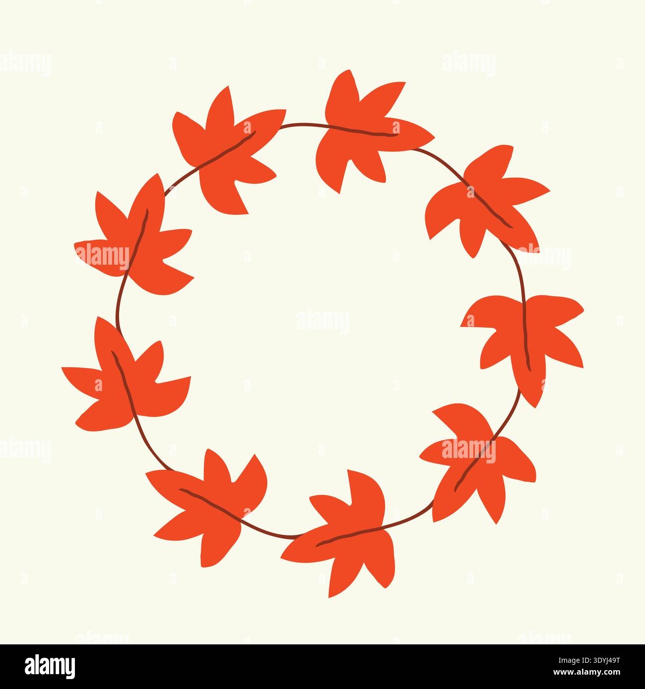 Round frame of red maple leaves Stock Vector