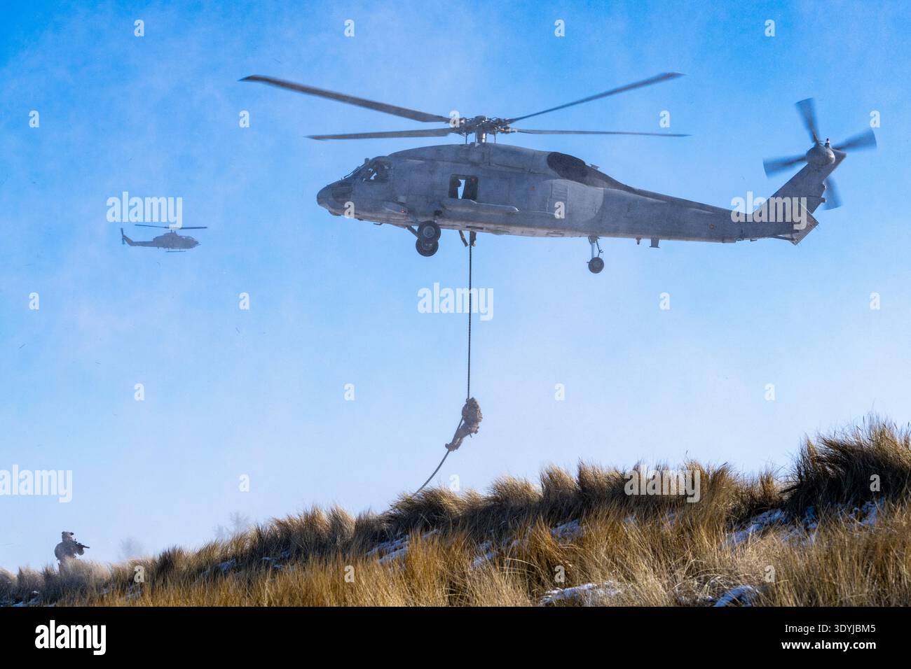 Seahawk Fast Roping Spanish Seahawk helicopters maintain a steady hover while troops fast ...