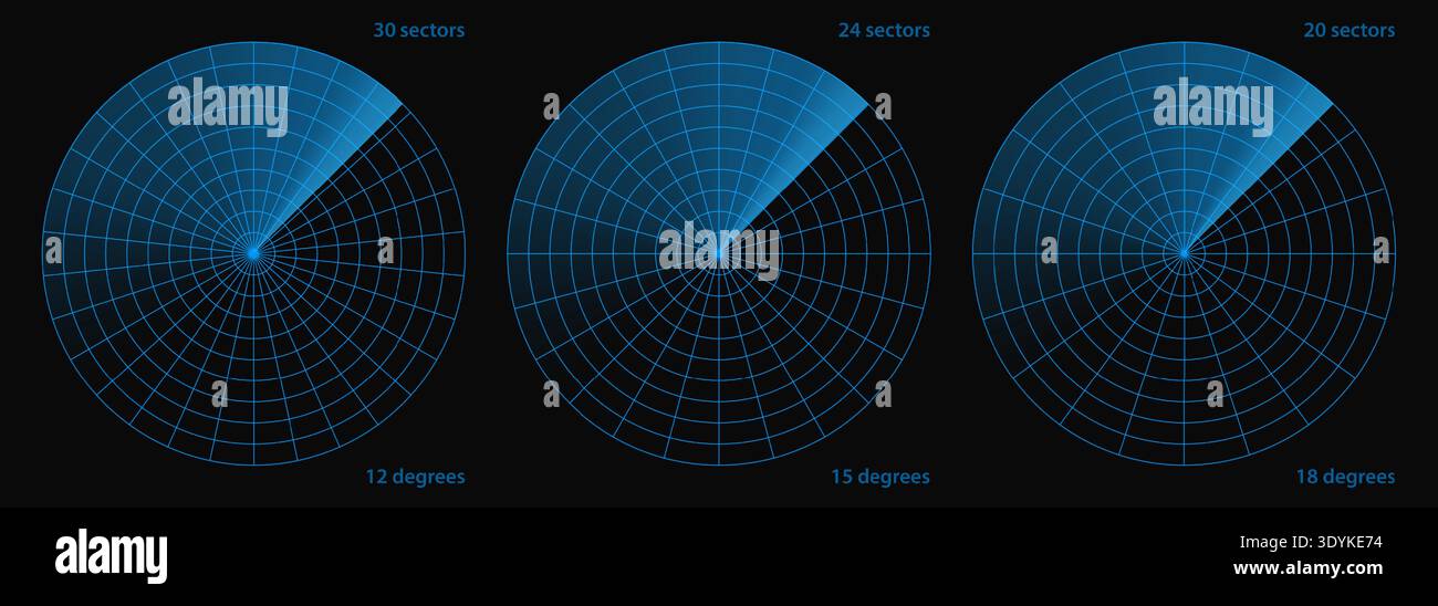 Military sonar in screen radar technology vector. Scan target bg for ...