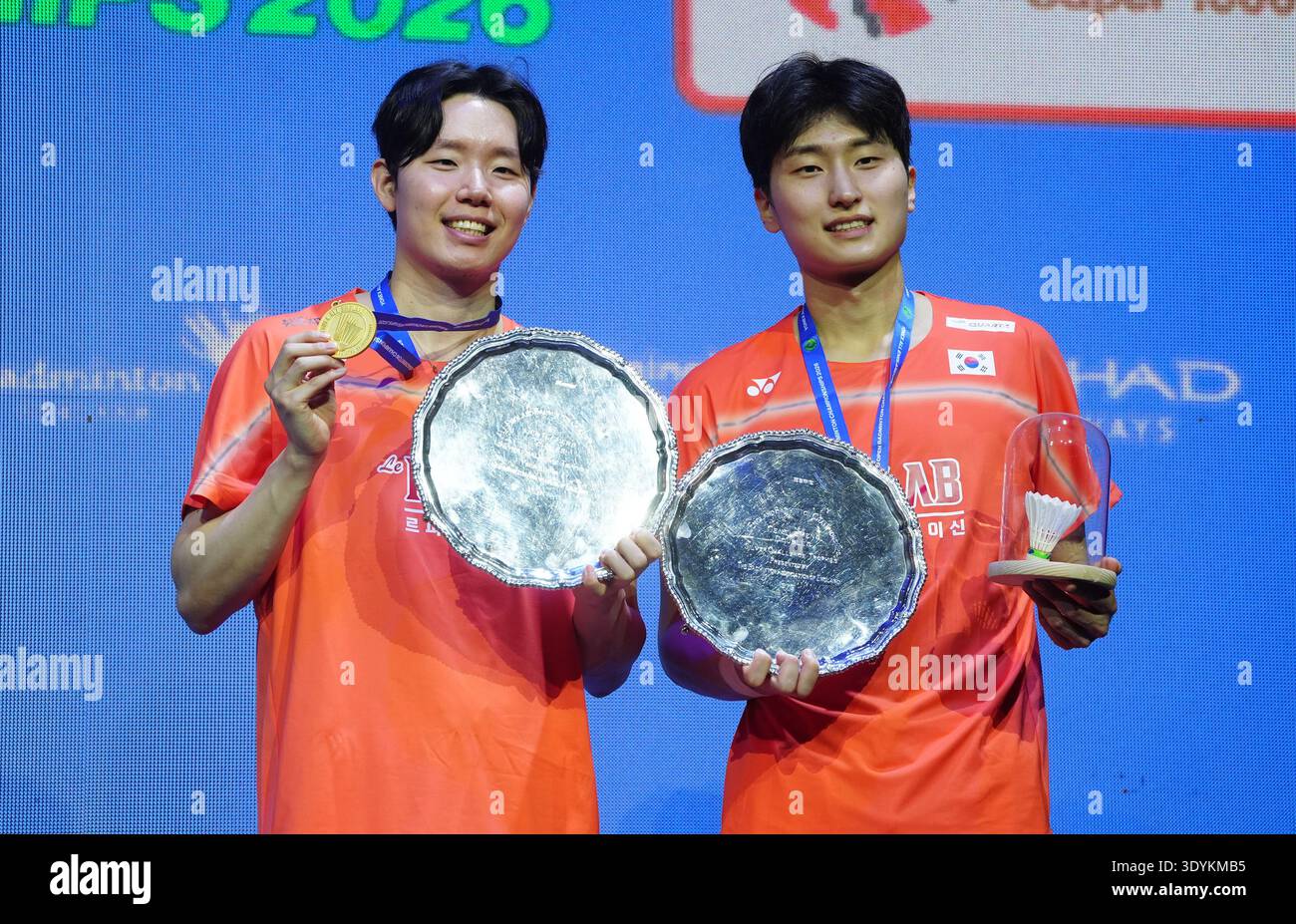 Kim Won Ho and Seo Seung Jae of Korea celebrate their victory in