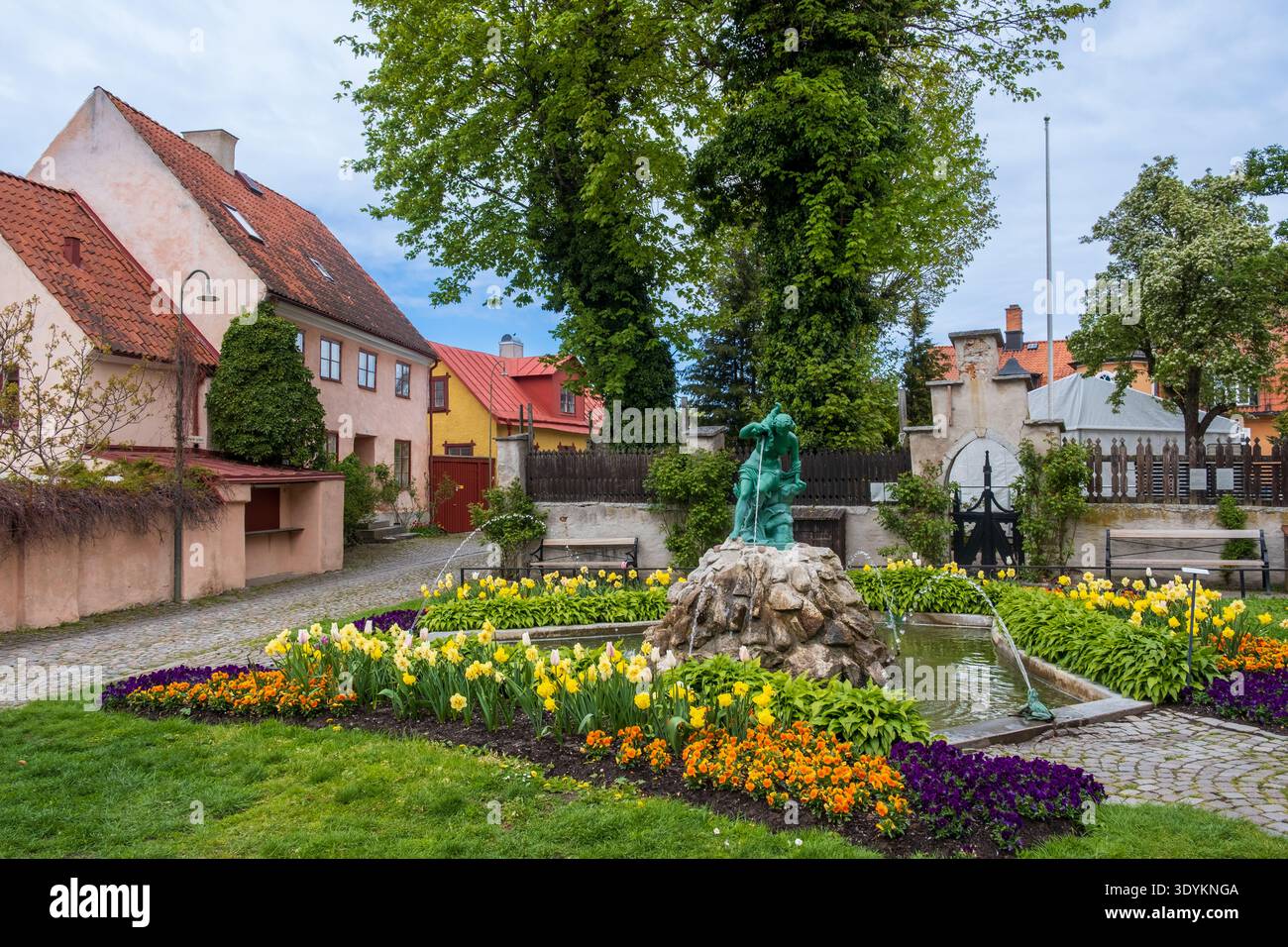 Visby Square Visby old town garden square hi-res stock photography and images - Alamy