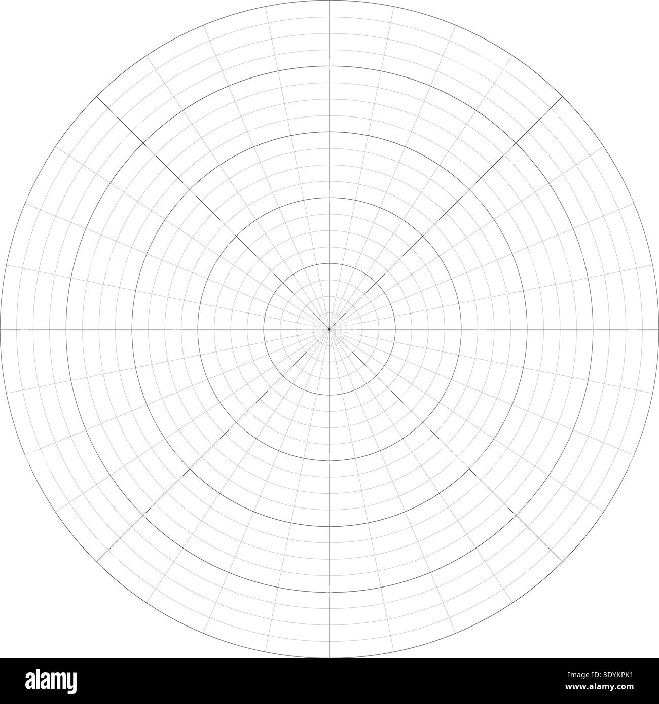 Black line radial grid texture on white background. FUI science round ...