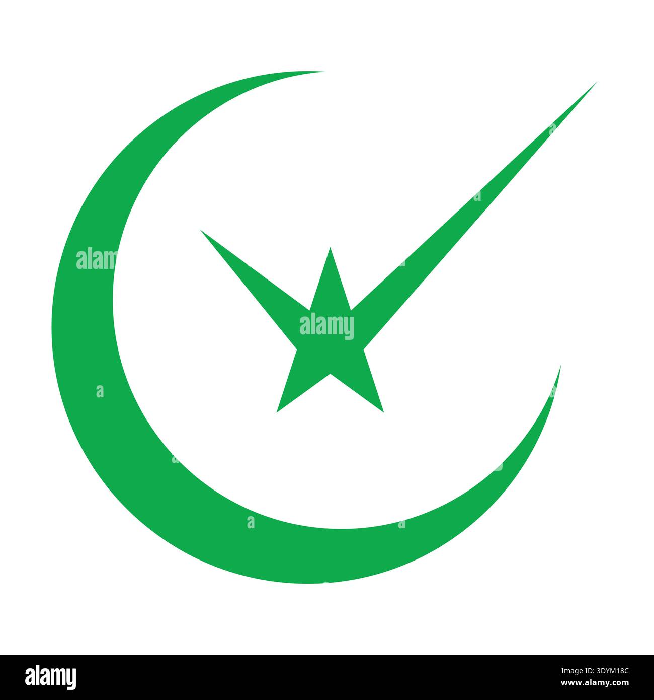 check mark approval, Islamic crescent moon, star, religious symbol ...