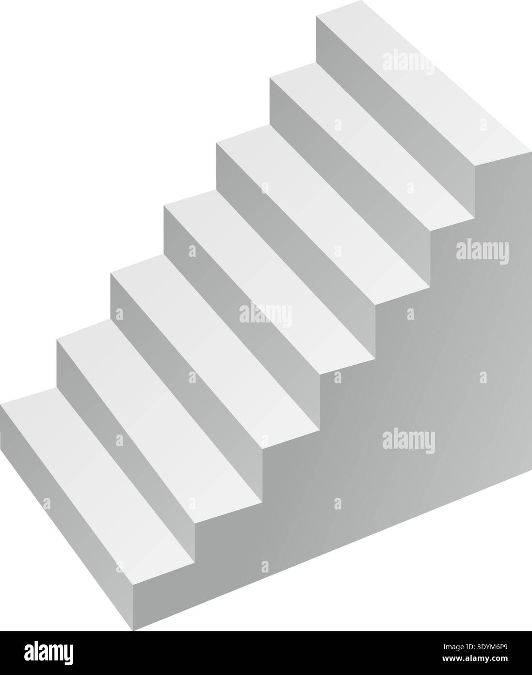 Isometric staircase illustration in grey tones. Clean vector concept. Stock Vector
