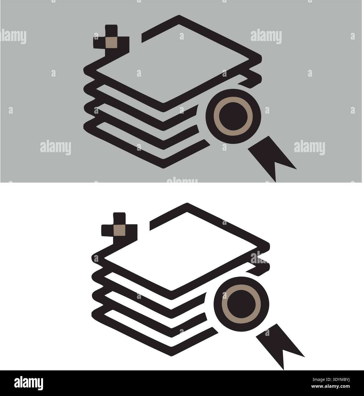 Iconic representation of adding new certified documents or quality papers in a stack. Stock Vector