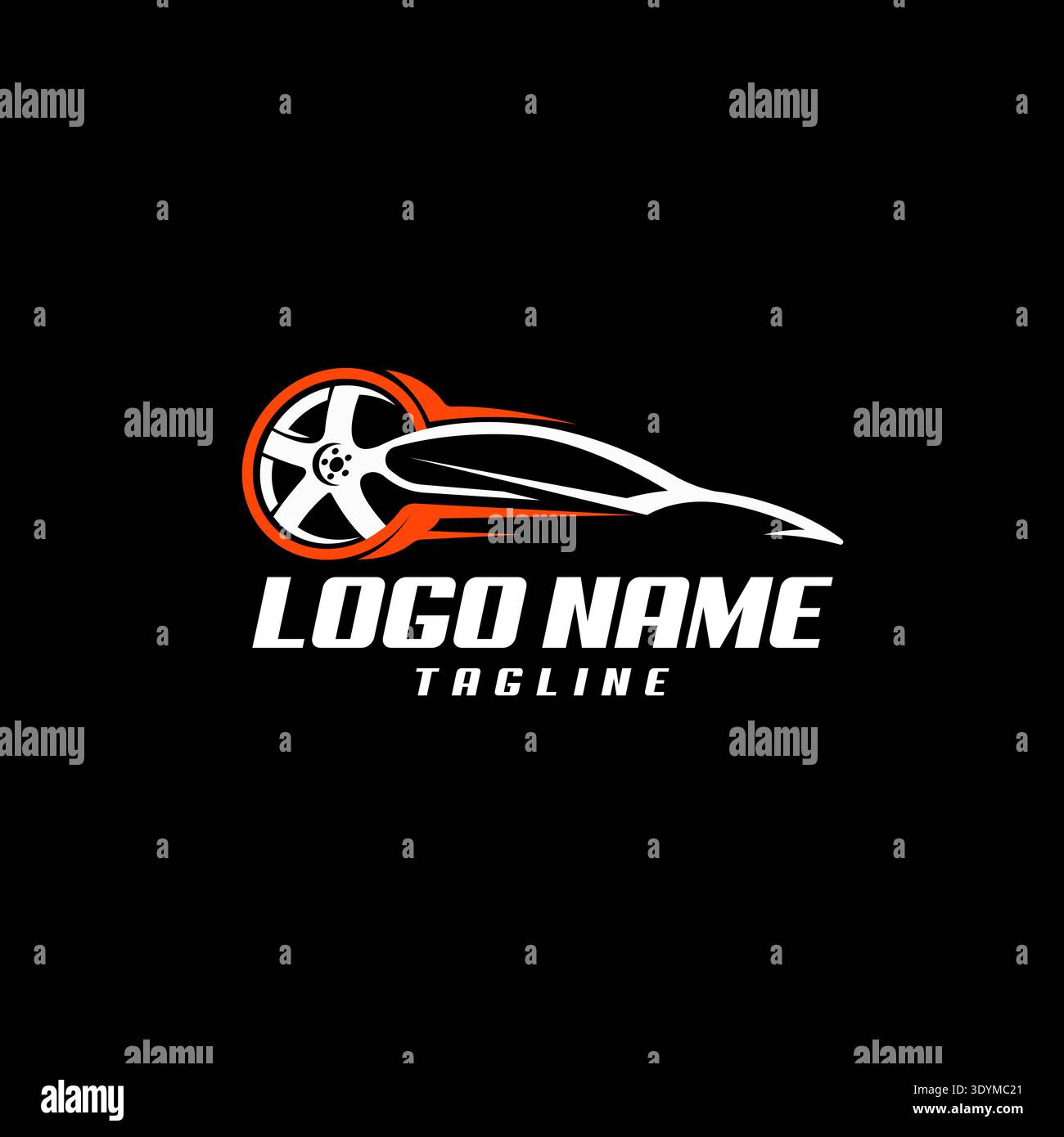 car with wheel logo design vector Stock Vector