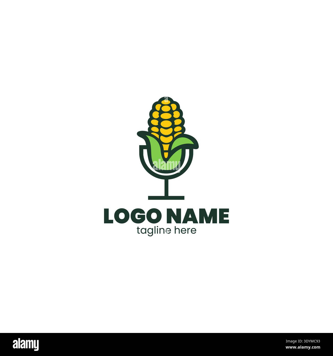 podcast talk show logo with mic and corn, colorful natural crops corn plant podcast logo with microphone icon illustration Stock Vector