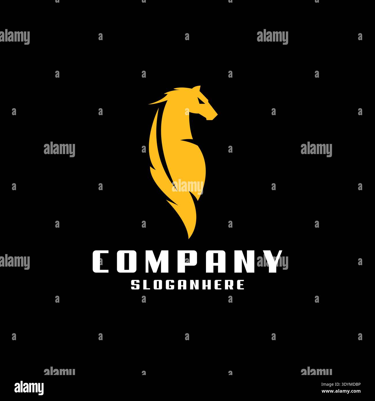 feather horse logo design vector Stock Vector