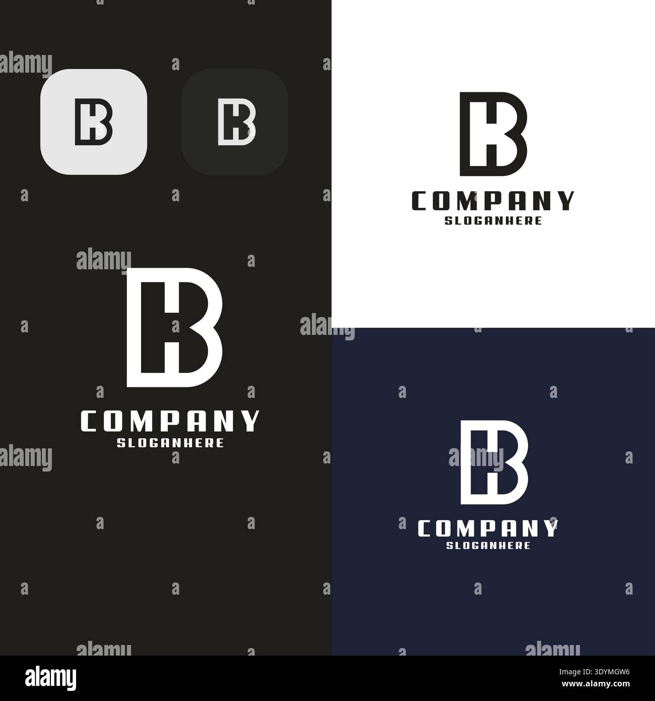 Initial Letters BH, HB abstract company Logo Design vector Stock Vector