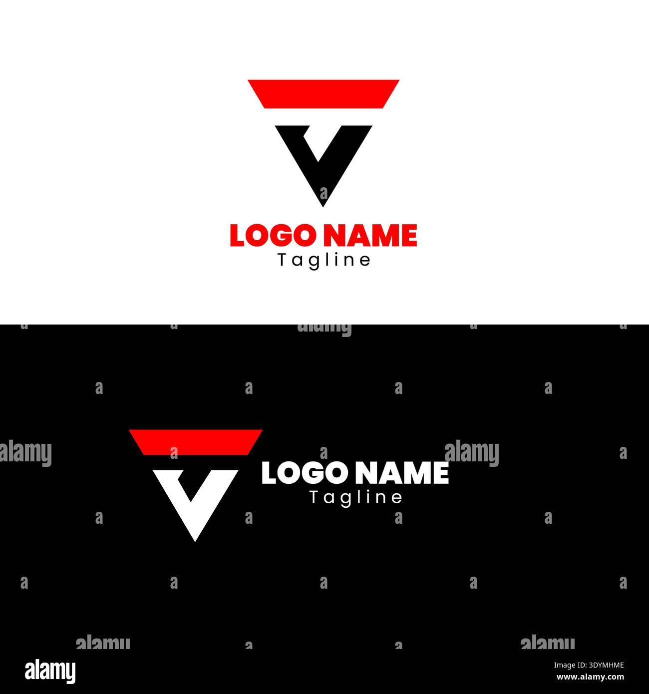Letter VT or TV triangle unique logo design concept vector template Stock Vector