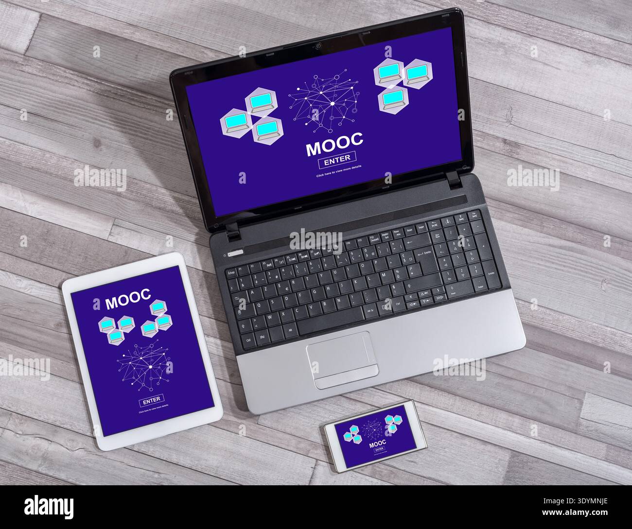 Mooc concept shown on different information technology devices Stock Photo