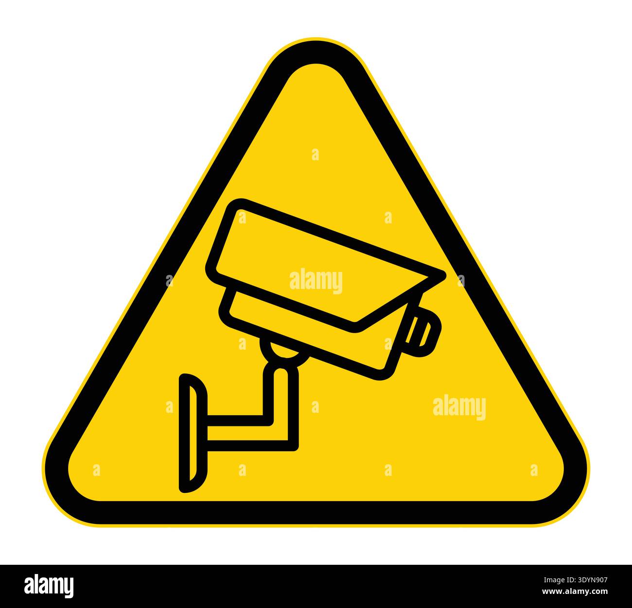 This image features a warning sign with a security camera icon inside a ...