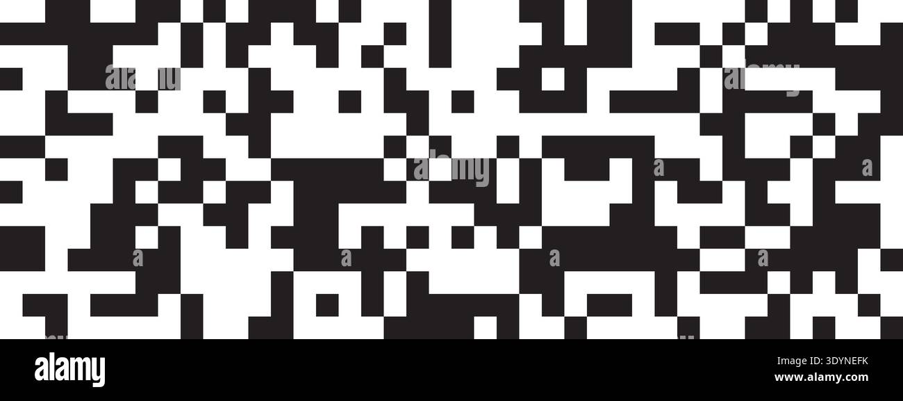 Background with pixel shapes in random chaotic arrangement. Arcade game bits pattern. Fractured, dispersed, scattered texture with square dots. Simple Stock Vector