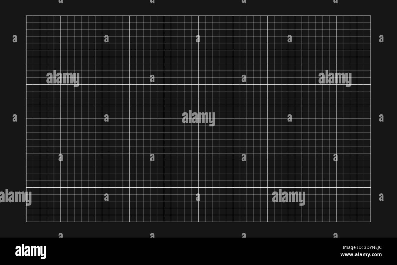 White grid texture on black notebook sheet. Checkered paper graph template for college math education, engineering or architecting drafting or Stock Vector