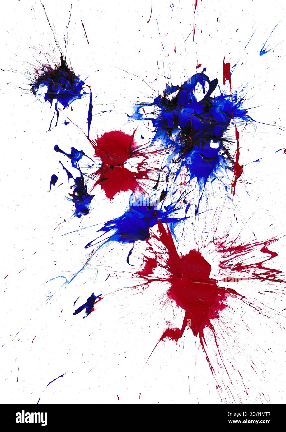 red and blue paint splash on white background Stock Photo