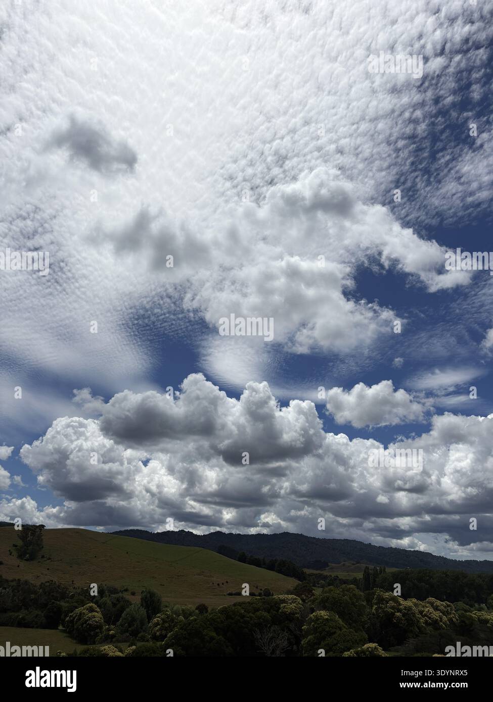 Waikato Sky Over Rolling Hills Stock Photo