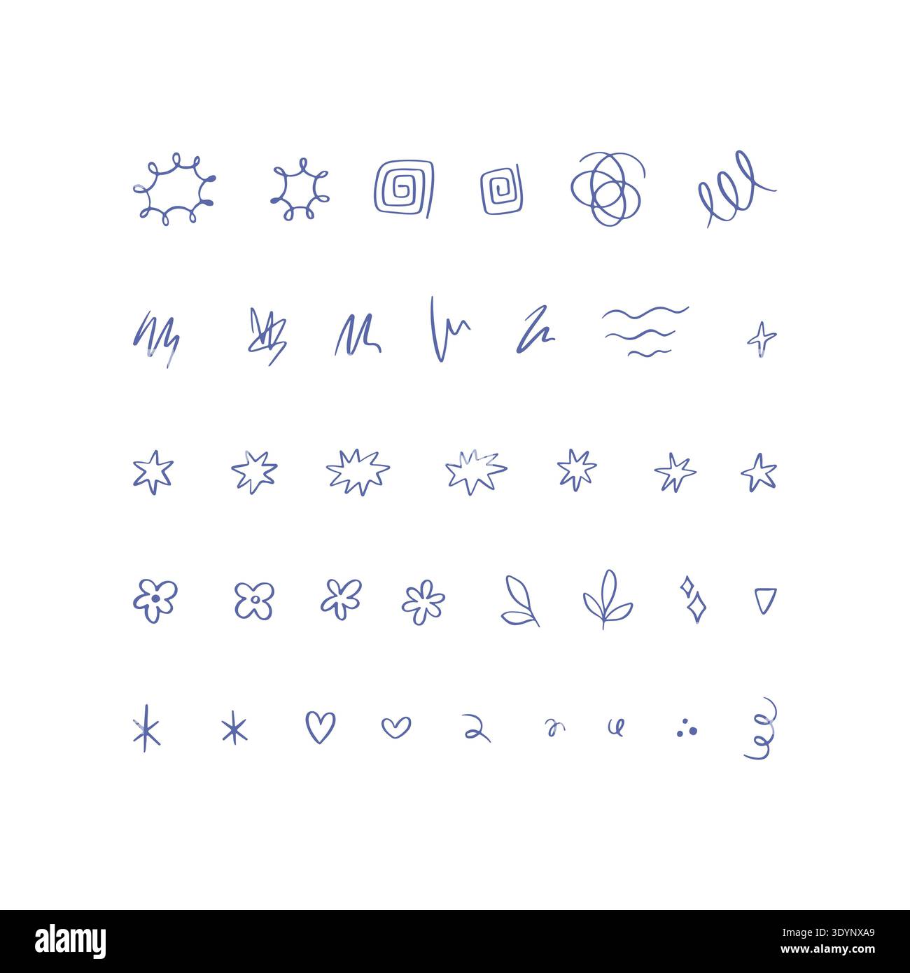 Hand drawn abstract line art vector set Stock Vector