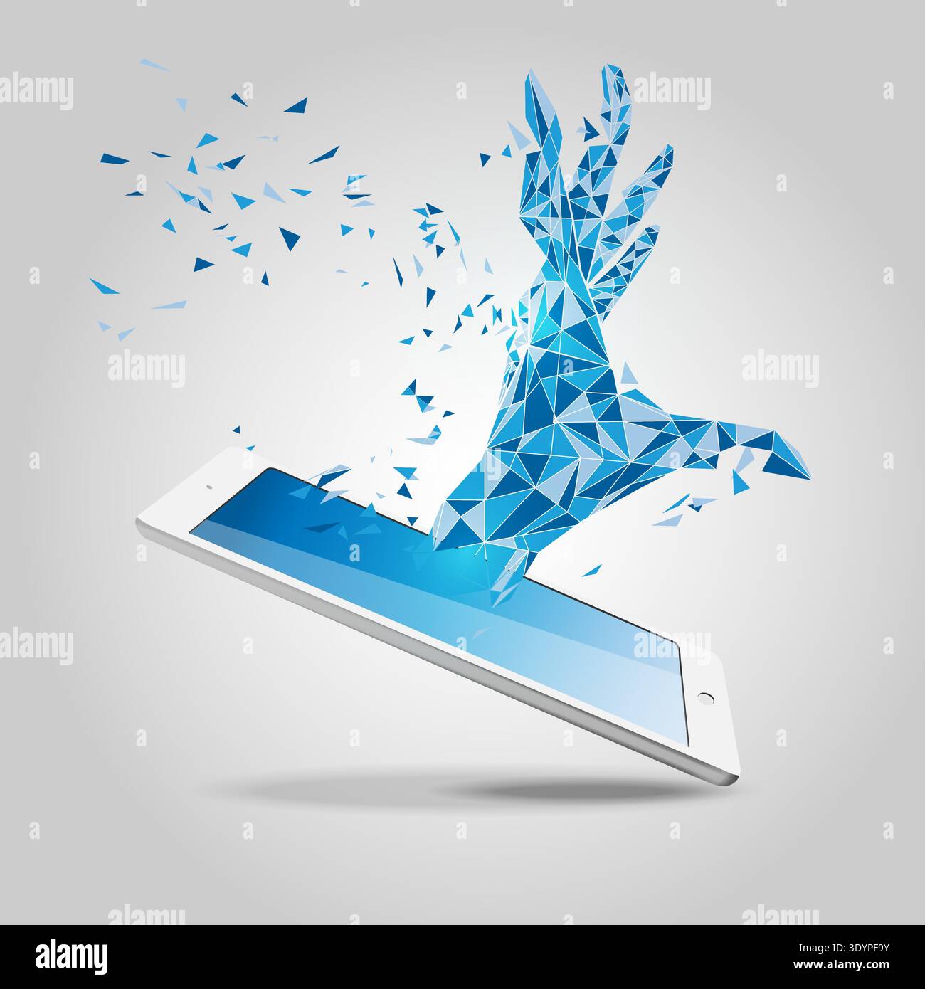 graphic of technological hand and gadget Stock Vector