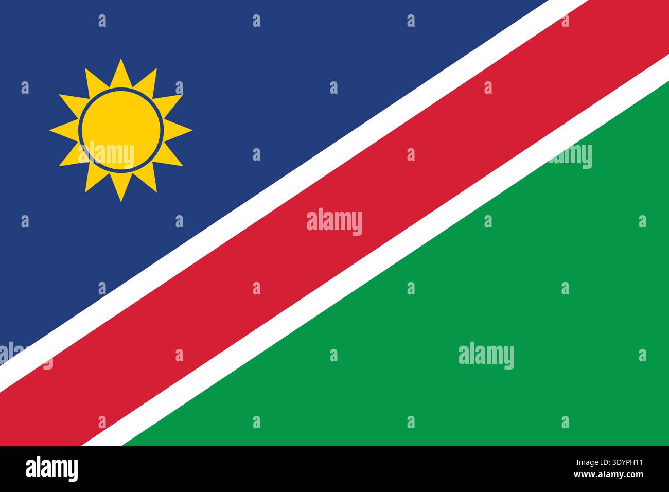 Namibia national flag flat vector illustration. Suitable for editorial and educational use. Stock Vector