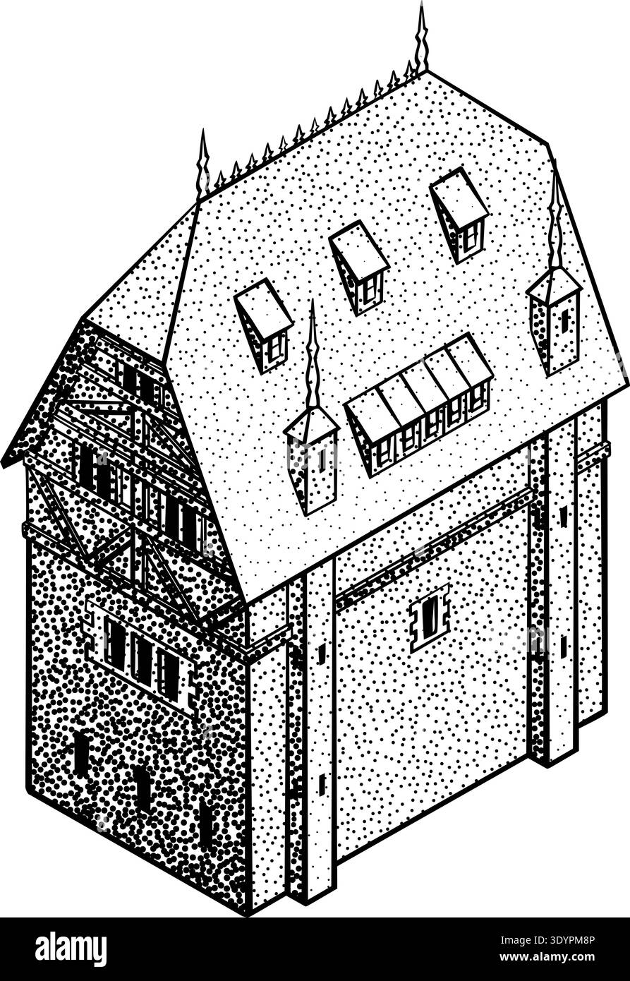 Medieval Building Map Icon Vintage Illustration Stock Vector Image ...