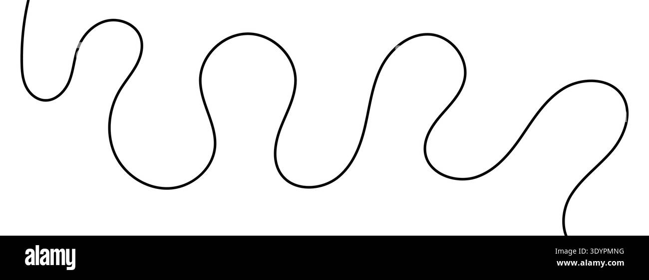 One unbroken curling and crossing black line. Stock Vector