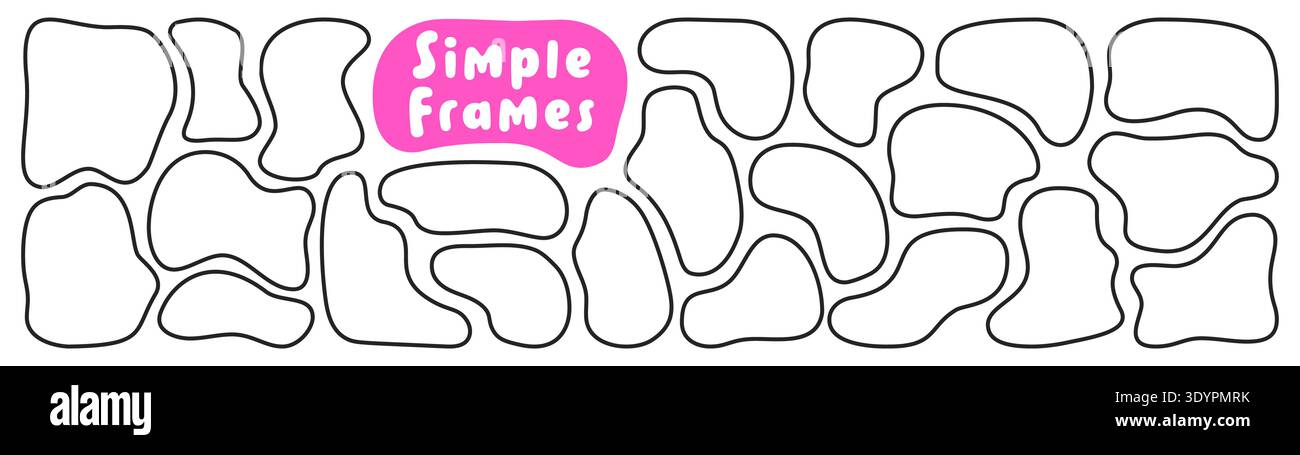 Wavy organic black and white rectangle frames. Stock Vector