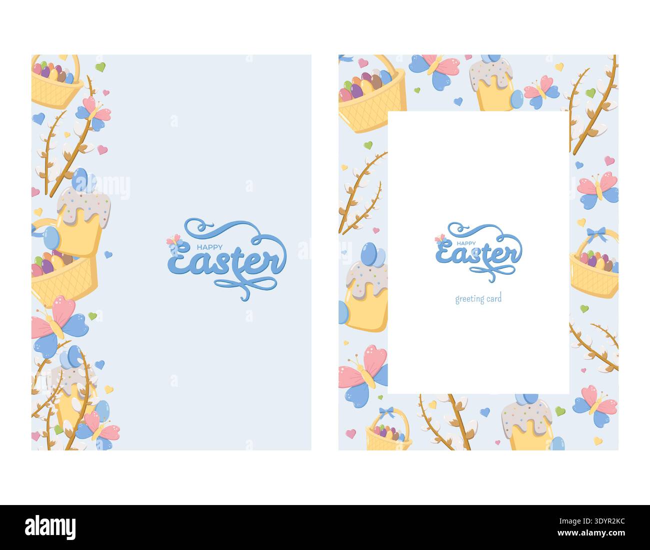 Happy Easter Greeting Card Set Stock Vector