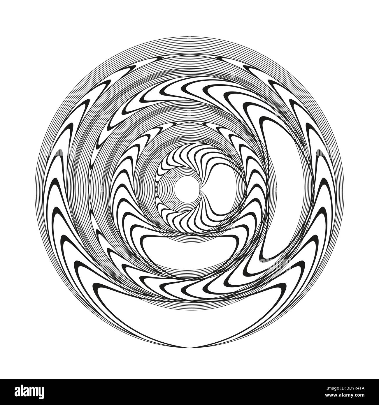 Concentric circle pattern. Wavy Vector lines. Abstract motion spiral. Modern unique geometric shape style. EPS 10. Stock Vector