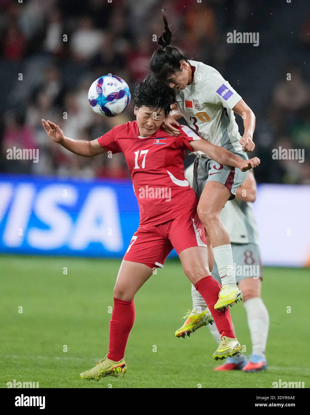 North Korea's Kim Kyong Yong, left, and China's Chen Qiaozhu compete ...