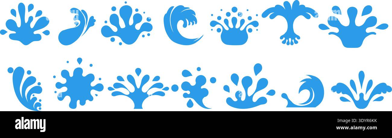 Liquid water splashes falling drops Stock Vector