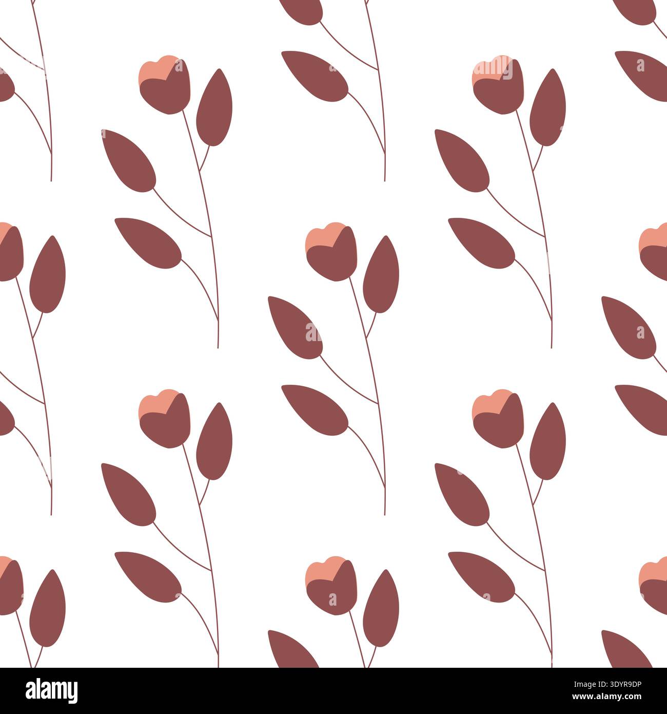 seamless botanical simple pattern with flowers Stock Vector