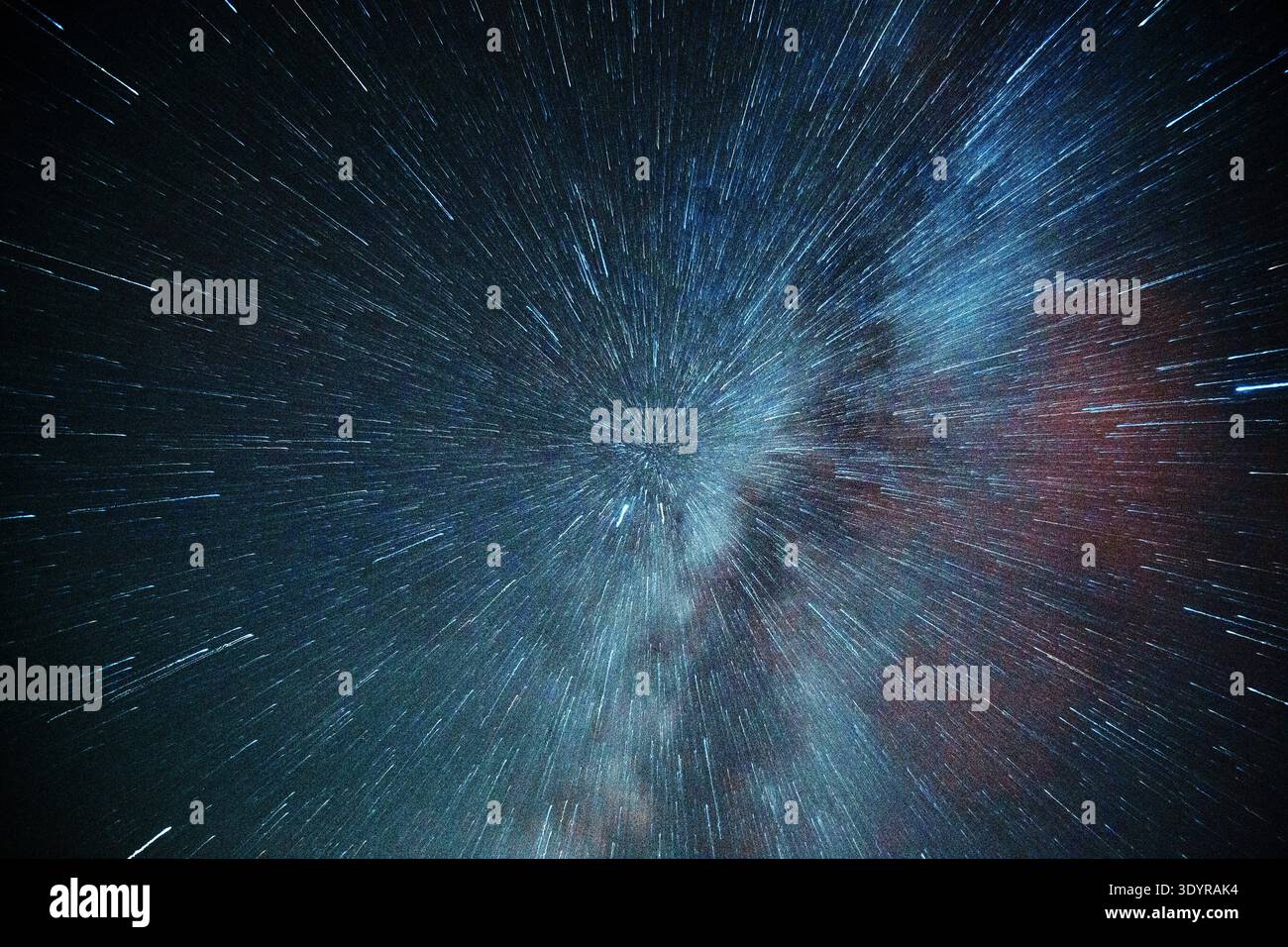 Abstract space background with stars stretching into light speed lines Stock Photo