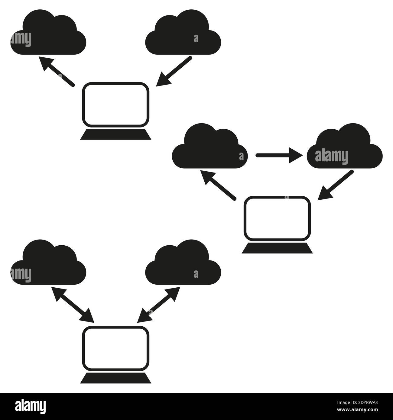 Computer network pattern. Cloud sync system. Digital connection Vector. Black server group. EPS 10. Stock Vector