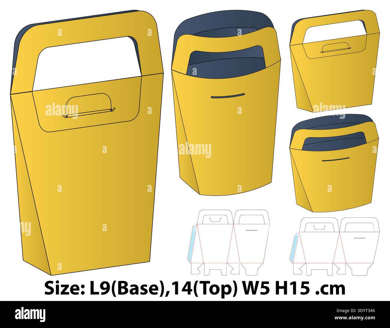 Gable Bag Packaging Mockup with Dieline Template Stock Vector
