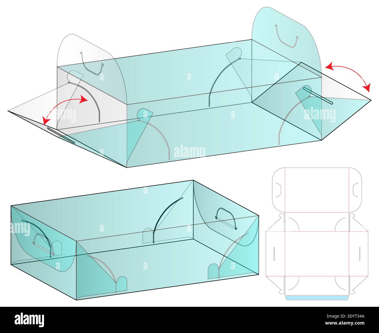 Flip Lid Tray Packaging Mockup with Dieline Template Stock Vector