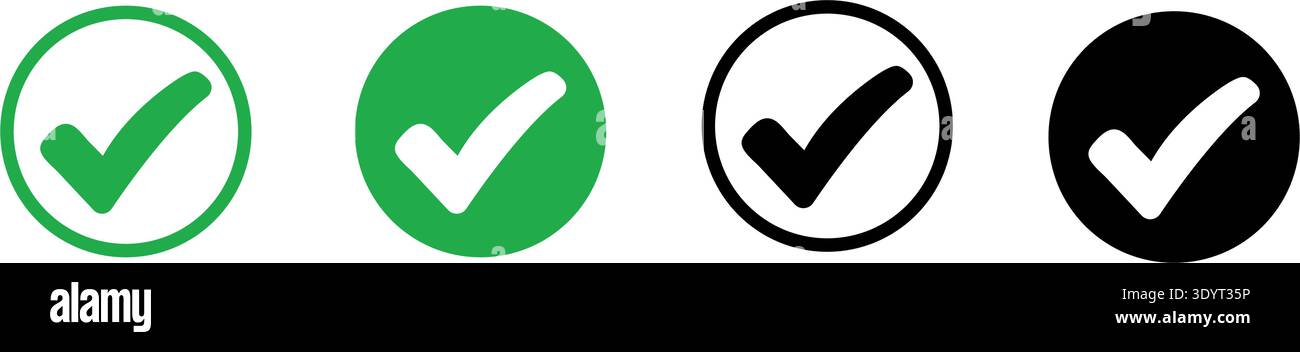 Set check mark and cross. Stock Vector