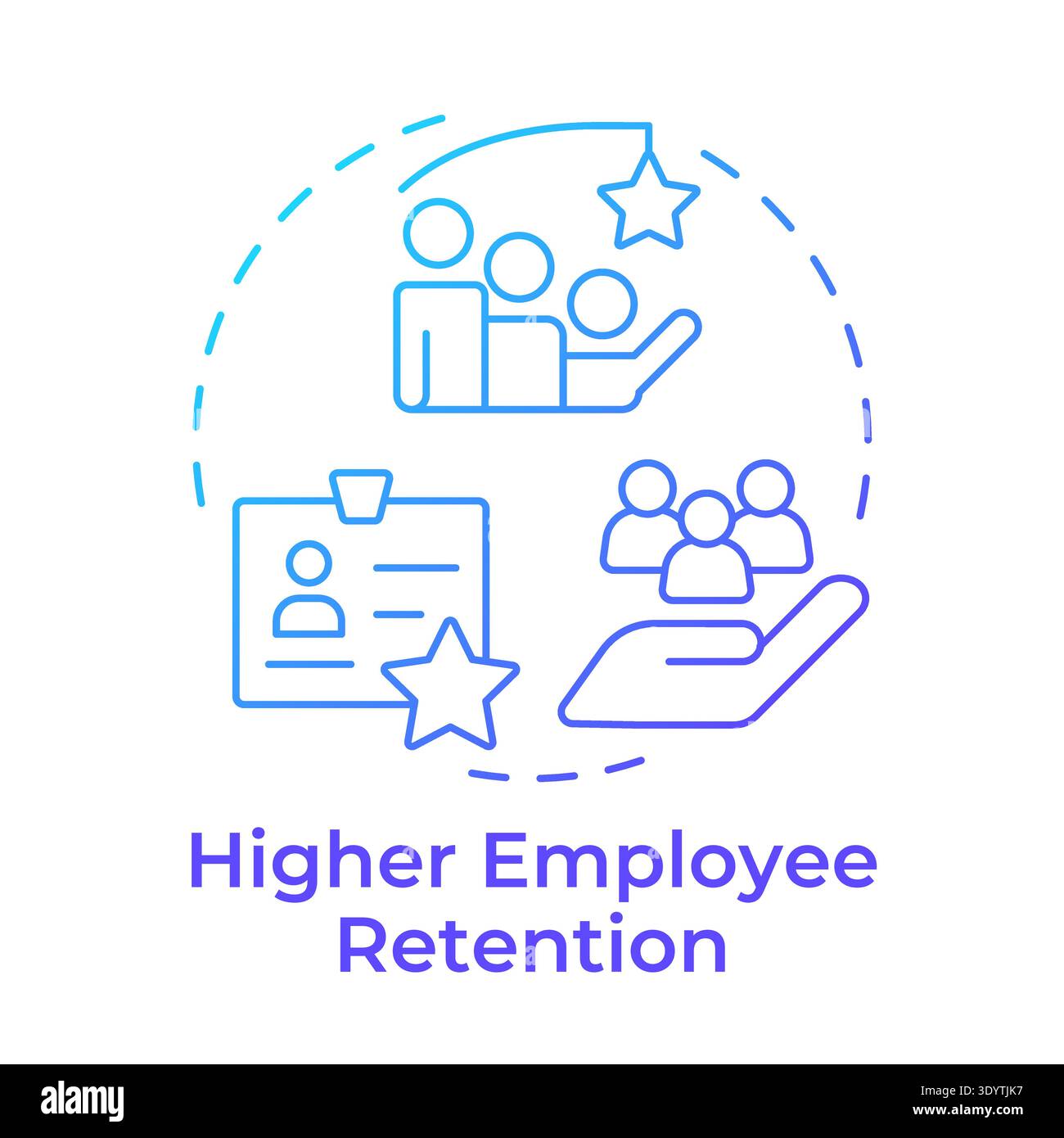 Higher employee retention blue gradient concept icon Stock Vector