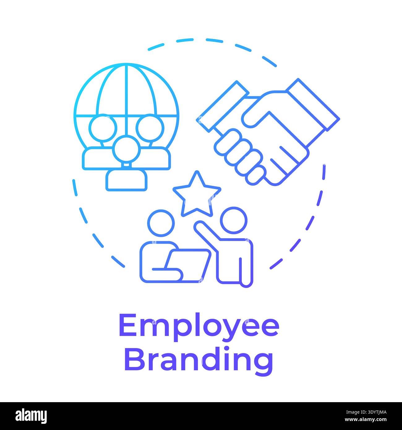 Employee branding blue gradient concept icon Stock Vector