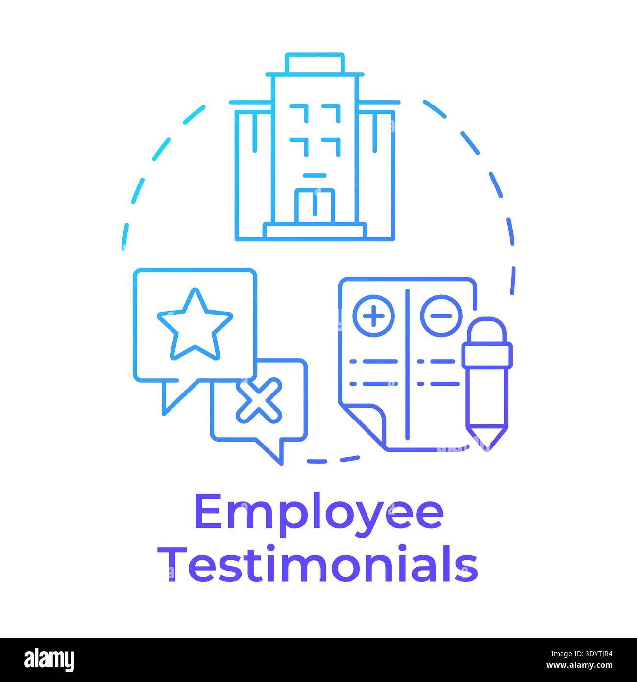 Employee testimonials blue gradient concept icon Stock Vector