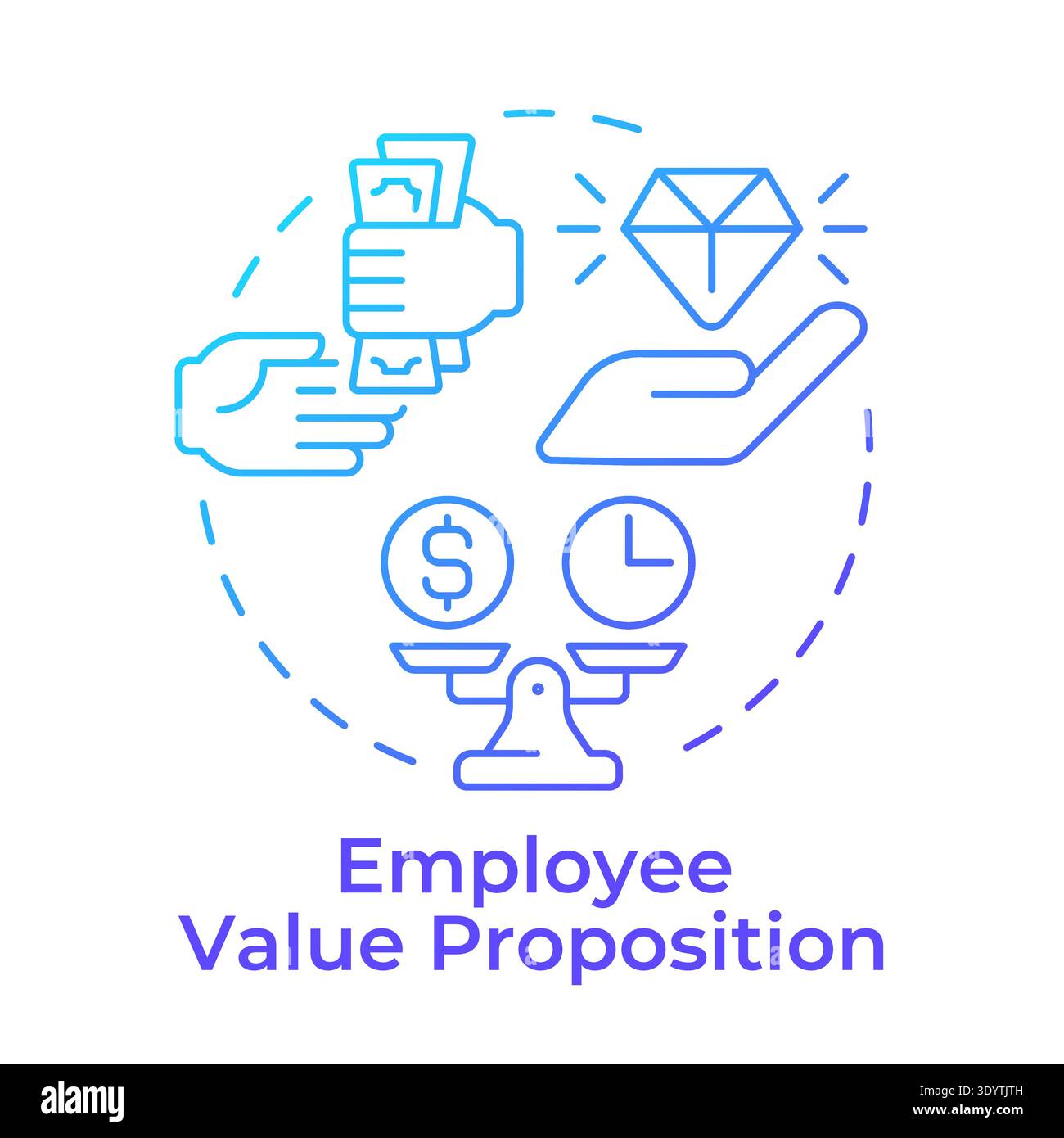 Employee value proposition blue gradient concept icon Stock Vector