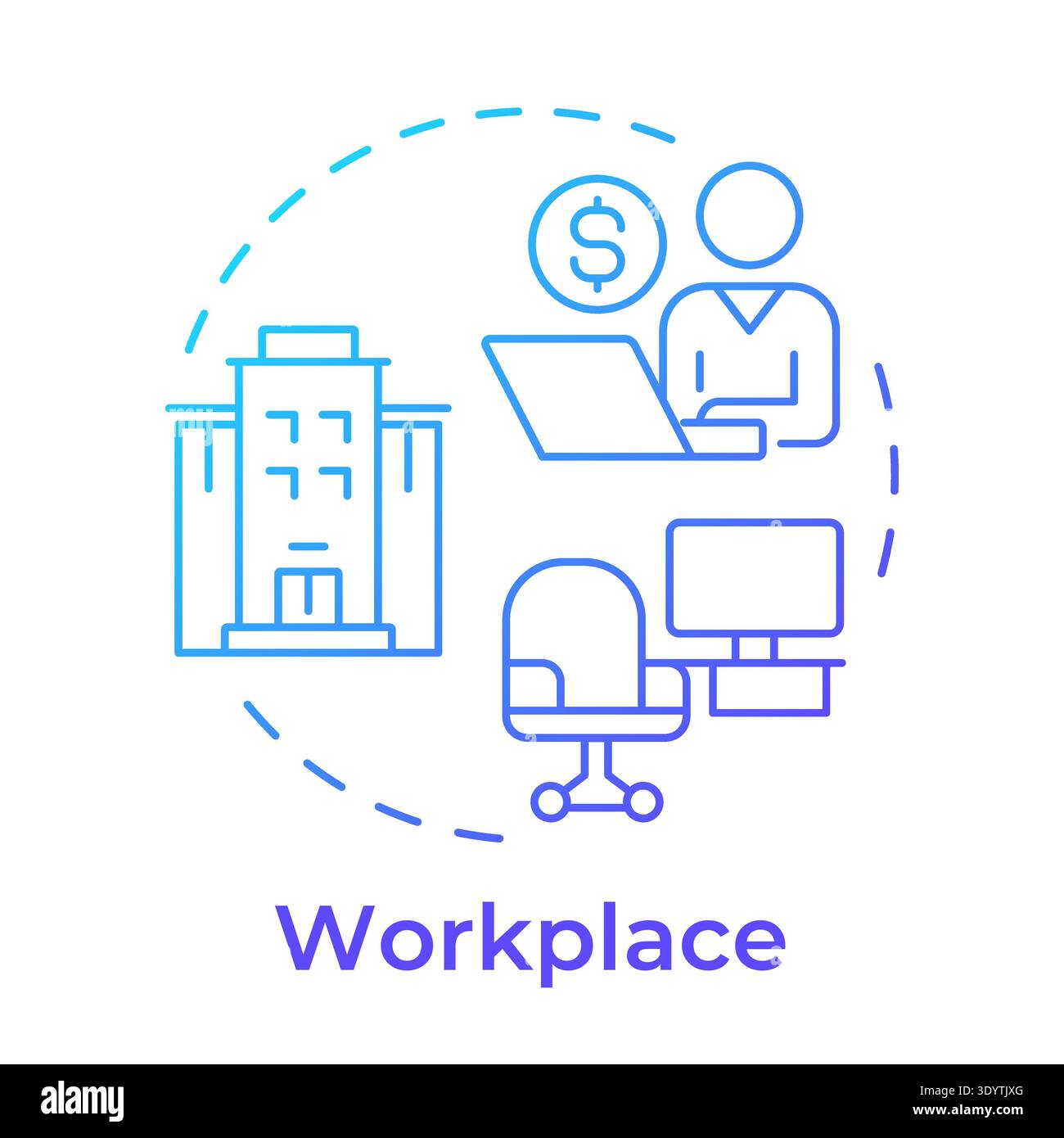 Workplace blue gradient concept icon Stock Vector